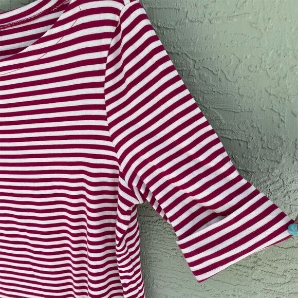 Lauren Ralph Lauren Women's XL Red & White Striped Knit Top 3/4 Sleeve - Picture 3 of 8